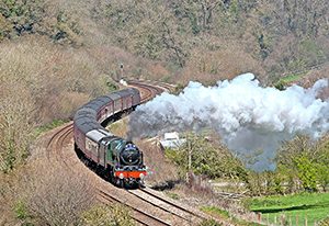 ex-LMS 'Royal Scot’, Class 4-6-0, 46100 on the 1 in 34 approach to Dainton Tunnel